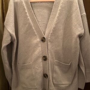 H&M Neutral Taupe Button-Front V-Neck Cardigan